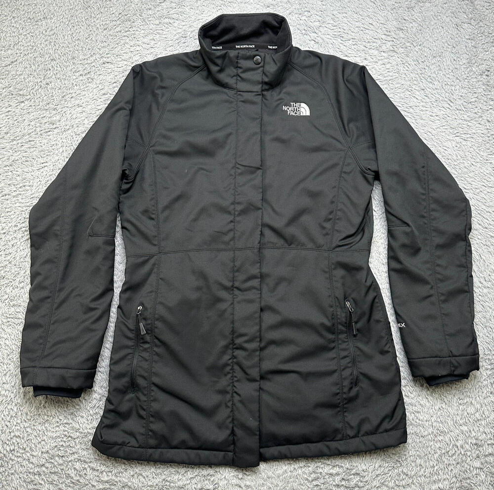 North Face Jacket Womens L Black Soft Shell Spring Coat Full Zip TNF APEX